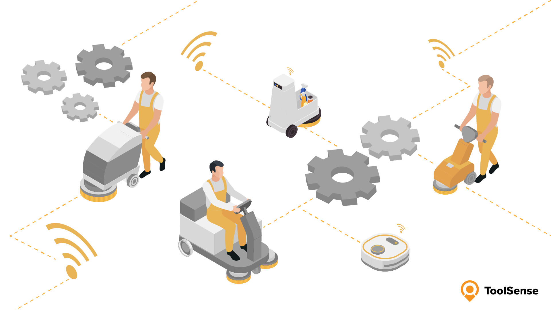 Illustration of connected cleaning equipment