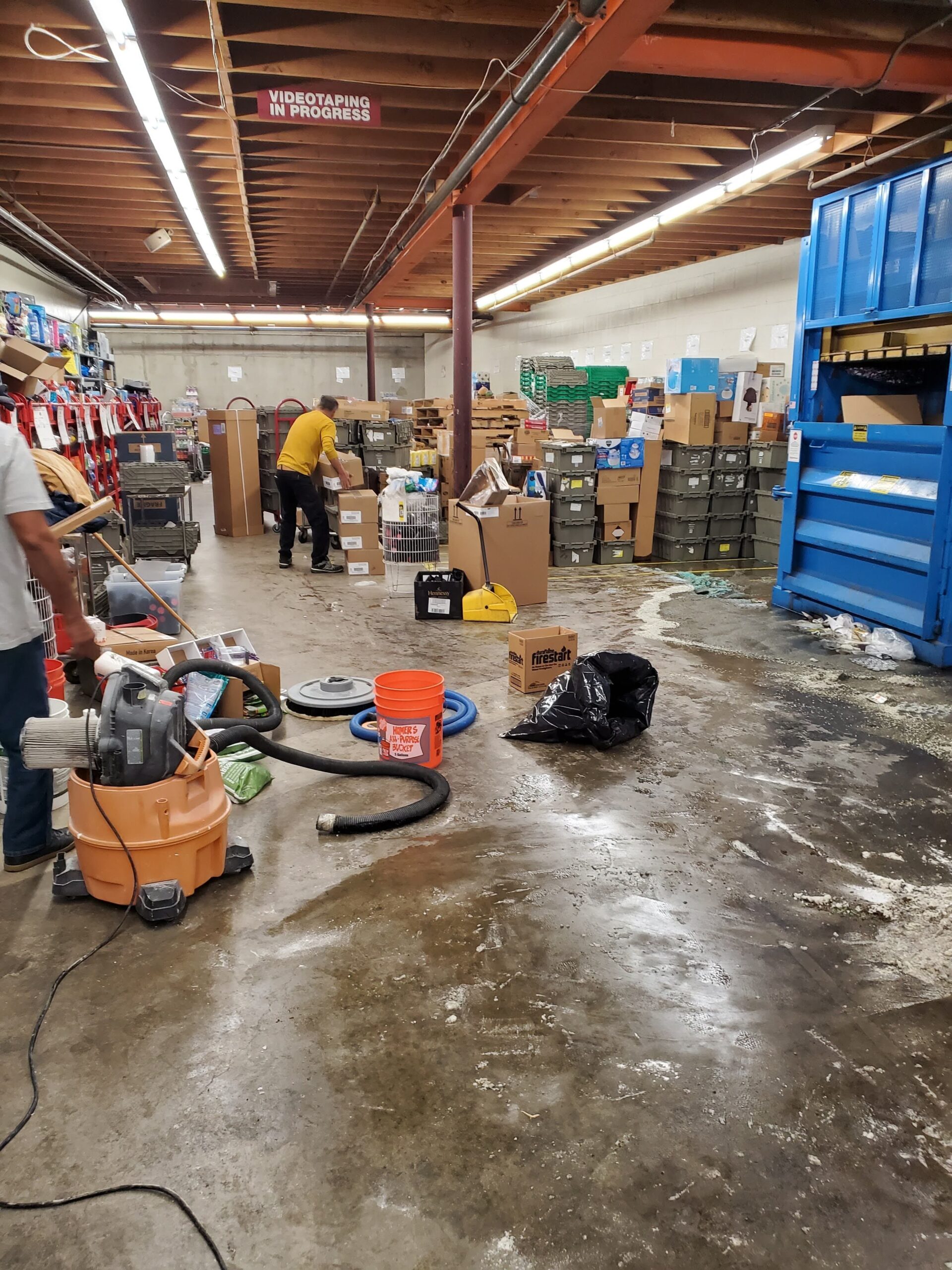 Warehouse interior with tools and supplies