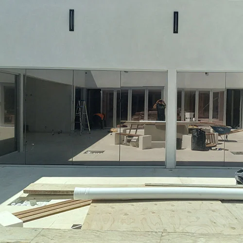 Courtyard with glass doors
