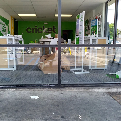 Cricket store glass entrance