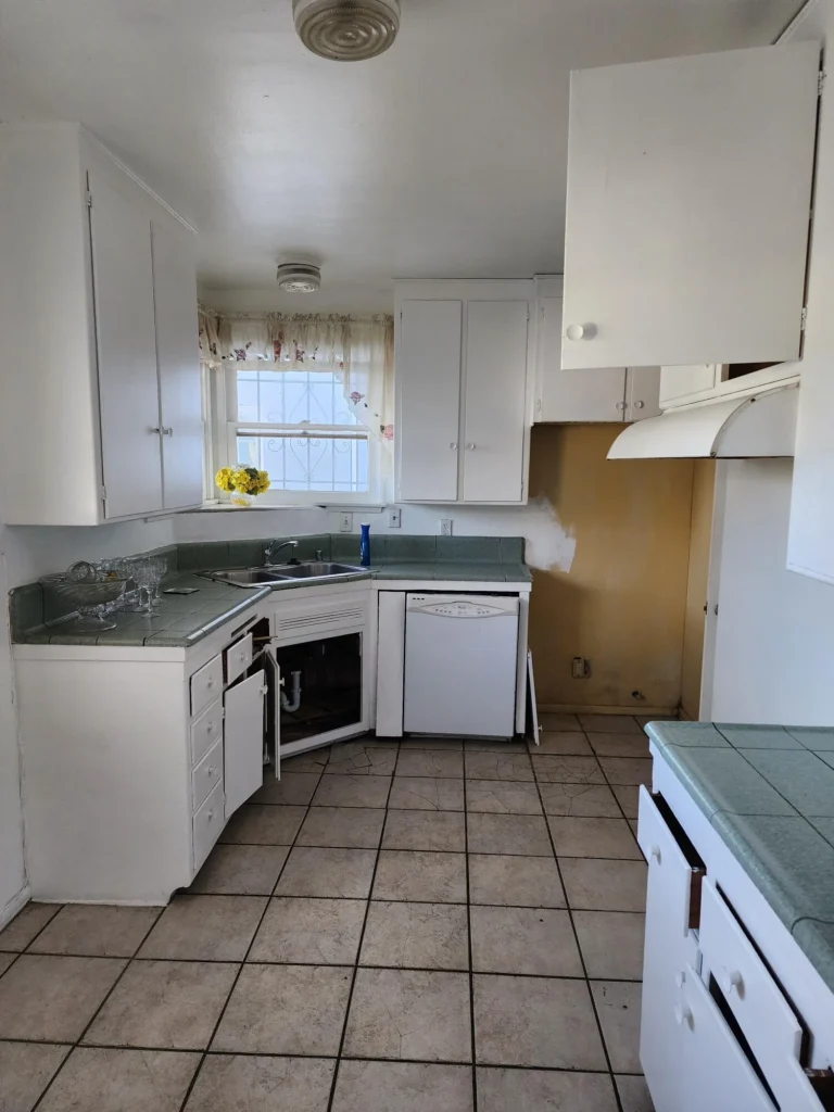 Kitchen with tiled floor
